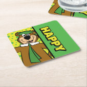 Happy Yogi Bear Rechteckiger Pappuntersetzer (angewinkelt)