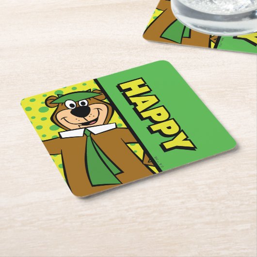 Happy Yogi Bear Rechteckiger Pappuntersetzer (angewinkelt)
