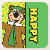Happy Yogi Bear Rechteckiger Pappuntersetzer (Vorderseite)