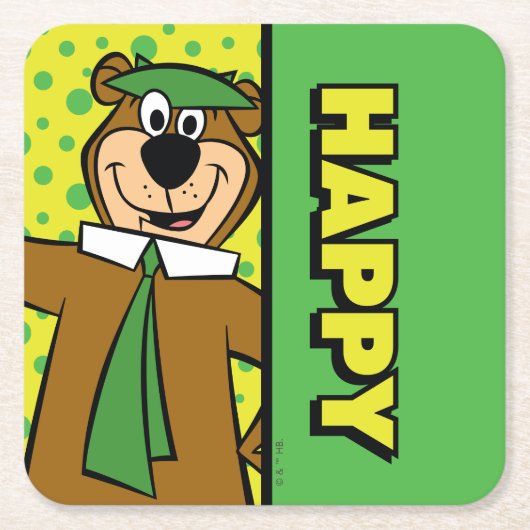 Happy Yogi Bear Rechteckiger Pappuntersetzer (Vorderseite)