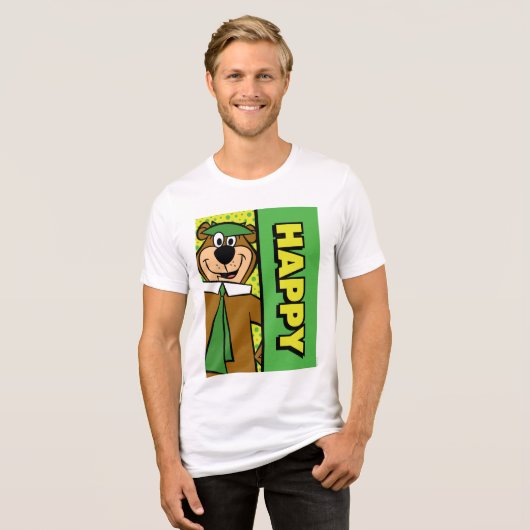 Happy Yogi Bear Tri-Blend Shirt (Vorderseite voll)