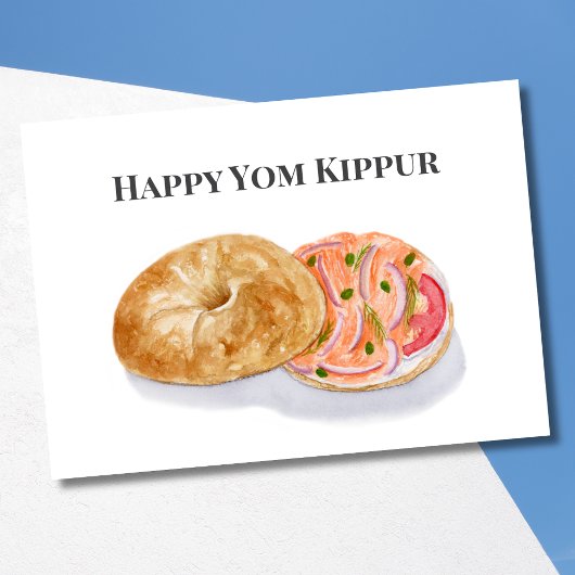 Happy Yom Kippur WasserfarbenBagels Rauchlachs Karte