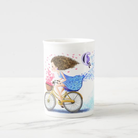 Happy Young Girl mit Bike Tasse (Vorderseite)