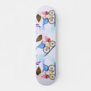 Happy Young Girl on a Bike - Romantische Liebe Her Skateboard