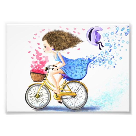 Happy Young Girl with Bike Poster (Vorne)