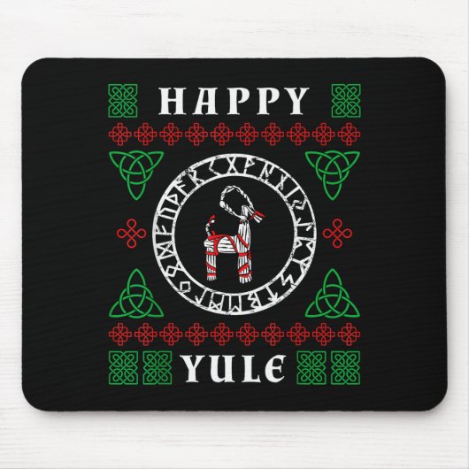 Happy Yule Pagan Wicca Ugly Christmas Sweater Mousepad (Vorne)