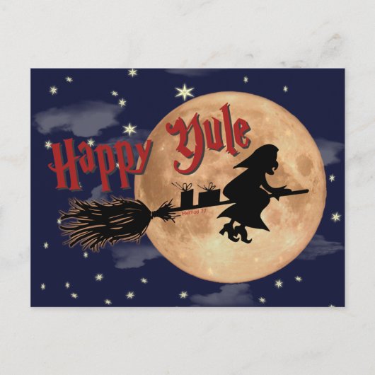 Happy Yule Witch Xmas Postcard Feiertagspostkarte (Vorderseite)