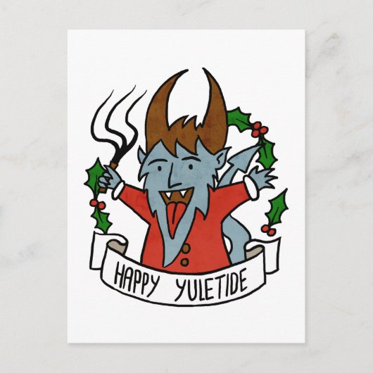 Happy Yuletide Krampus Postkarte (Vorderseite)