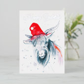 Happy Yuletide Weihnachtsziege Weihnachtskarte Folien Feiertagskarte (Stehend vorne)