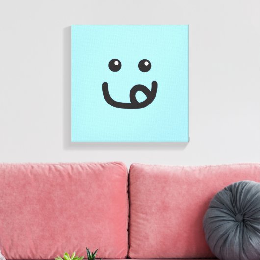 Happy Yummy Face_baby Blue Leinwanddruck (Insitu (Wohnzimmer))