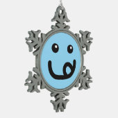 Happy Yummy Face_baby Blue Schneeflocken Zinn-Ornament (Links)
