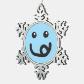 Happy Yummy Face_baby Blue Schneeflocken Zinn-Ornament (Rechts)