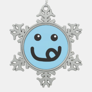 Happy Yummy Face_baby Blue Schneeflocken Zinn-Ornament