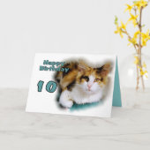 Happy Zehnten Geburtstag Calico Cat Card Karte (Gelbe Blume)
