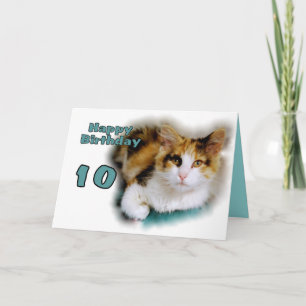 Happy Zehnten Geburtstag Calico Cat Card Karte