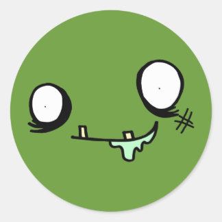 Happy Zombie Face Runder Aufkleber