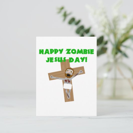 Happy Zombie Jesus Day Postkarte (Stehend Vorderseite)