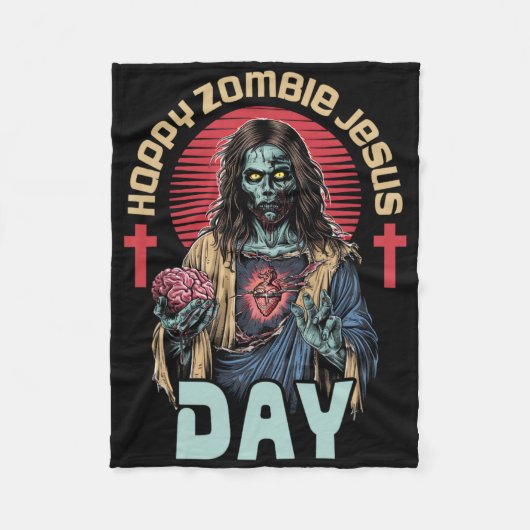 Happy Zombie Jesus Day Skeleton Horror Christ Hall Fleecedecke (Vorderseite)