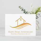 Happy Zuhause Anniversary Chic Gold House Real Anw Karte (Stehend Vorderseite)
