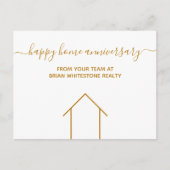Happy Zuhause Anniversary Gold Real Anwesen Compan Postkarte (Vorderseite)