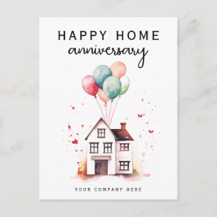 Happy Zuhause Anniversary House Balloons Realty Postkarte