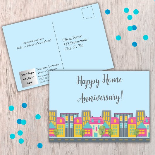 Happy Zuhause Anniversary Realtor Postcard mit Fot Postkarte