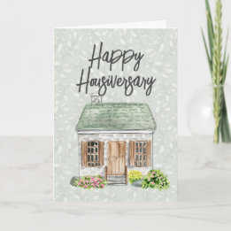 Happy Zuhause Anniversary Watercolor House Dankeskarte