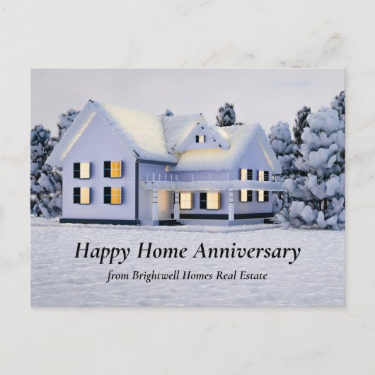 Happy Zuhause Anniversary Winter Zuhause Snow on T Postkarte (Vorderseite)