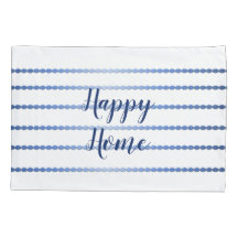 Happy Zuhause Blue Stripes Weißer Pillowcase