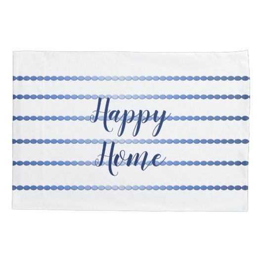 Happy Zuhause Blue Stripes Weißer Pillowcase Kissenbezug (Rückseite)