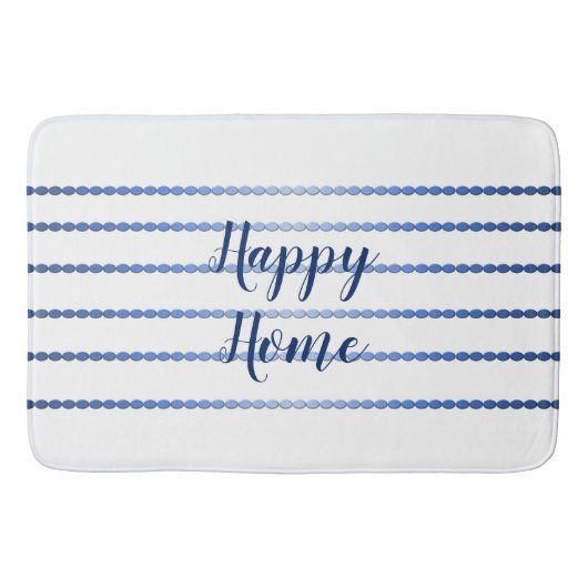 Happy Zuhause Blue Stripes White Bath Mat Badematte (Vorderseite)