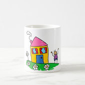 Happy Zuhause Colorful House und Strichmännchen Kaffeetasse