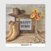 Happy Zuhause Cowgirl Cowboy Style mit Cowboy Boot Aufkleber (Blatt)