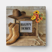 Happy Zuhause Cowgirl Cowboy Style mit Cowboy Boot Fotoplatte (Vorderseite)