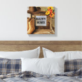Happy Zuhause Cowgirl Cowboy Style mit Cowboy Boot Leinwanddruck (Insitu (Schlafzimmer))