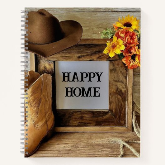 Happy Zuhause Cowgirl Cowboy Style mit Cowboy Boot Notizblock (Vorderseite)