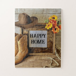 Happy Zuhause Cowgirl Cowboy Style mit Cowboy Boot Puzzle