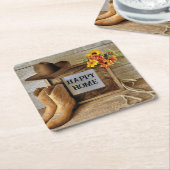 Happy Zuhause Cowgirl Cowboy Style mit Cowboy Boot Rechteckiger Pappuntersetzer (angewinkelt)