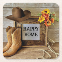 Happy Zuhause Cowgirl Cowboy Style mit Cowboy Boot