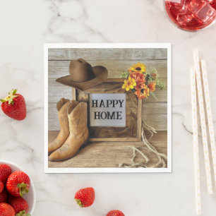 Happy Zuhause Cowgirl Cowboy Style mit Cowboy Boot Serviette