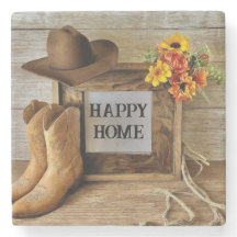 Happy Zuhause Cowgirl Cowboy Style mit Cowboy Boot