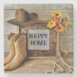 Happy Zuhause Cowgirl Cowboy Style mit Cowboy Boot Steinuntersetzer