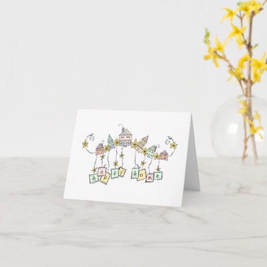 Happy Zuhause Doodles Housewarming Card Karte (Gelbe Blume)