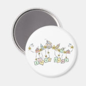 Happy Zuhause Doodles Magnet (Vorderseite/Rückseite)