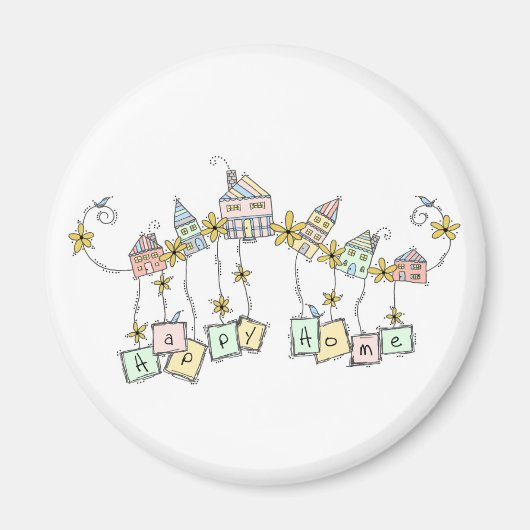 Happy Zuhause Doodles Magnet (Vorne)