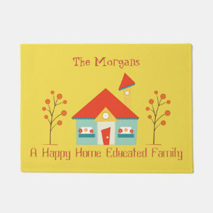 Happy Zuhause Educated Family Willkommen Fußmatte