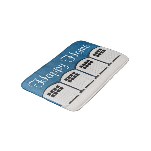 Happy Zuhause Summer Beach Hütten in Blau und Weiß Badematte (Schrägansicht)