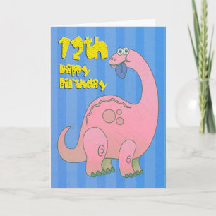 Happy Zwölf Geburtstag Pink Dinosaurier Karte