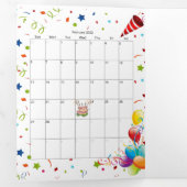 HappyBirthday Card Februar 2022 Kalender Dreimal Dreifach Gefaltete Karte (Innen Erste Seite)