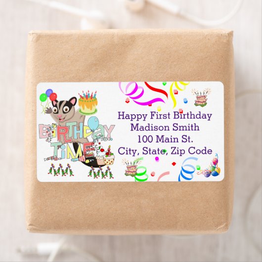 HappyBirthday Possum Cake Address Label (Insitu)